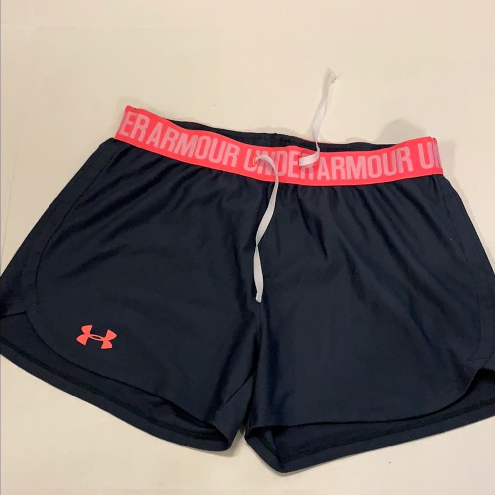 Dark grey pink under armour athletic shorts